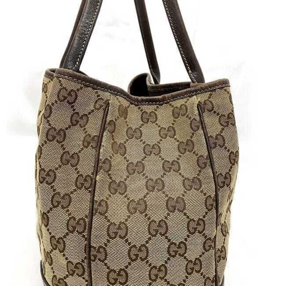Gucci Shoulder Tote Rion Leather Princy GG Beige Logo Canvas Bag Brown - Picture 7 of 10